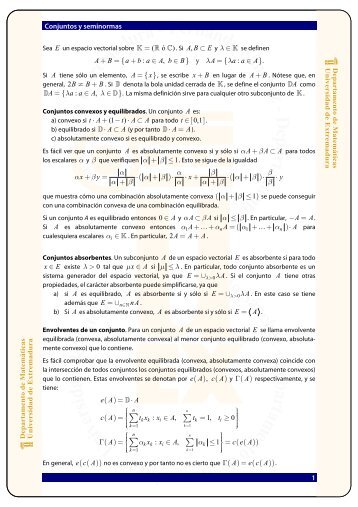 Conjuntos y seminormas - Departamento de Matemáticas ...