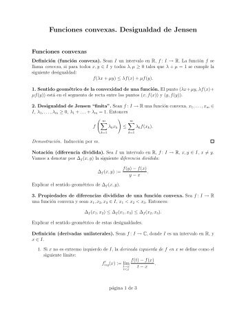 Funciones convexas. Desigualdad de Jensen