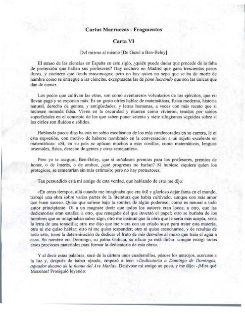 Cartas Marruecas - Fragmentos Carta VI
