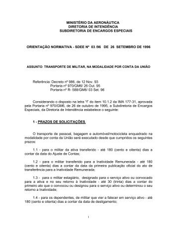 MINISTÉRIO DA AERONÁUTICA - SDEE