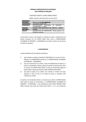 TRIBUNAL ADMINISTRATIVO DE ANTIOQUIA ... - Rama Judicial