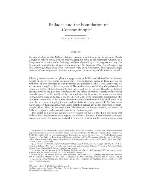 Palladas and the Foundation of Constantinople - Fordham University