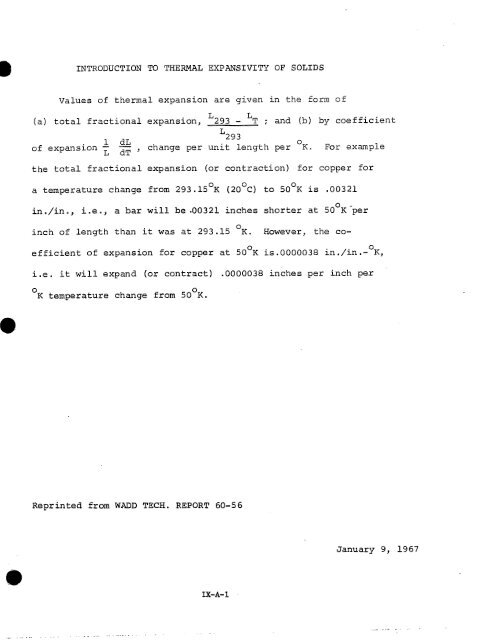 IX. THERMAL EXPANSIVITY OF SOLIDS