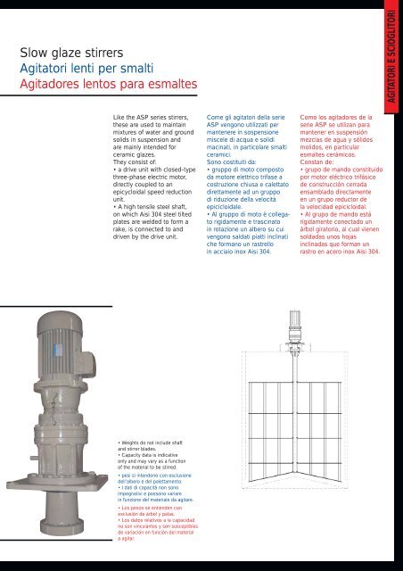 stirrers and dissolvers agitatori e scioglitori agitadores y ... - Sacmi