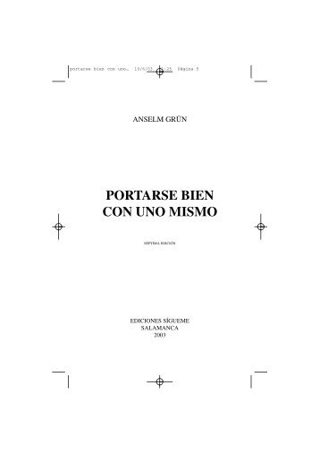 portarse bien con uno mismo - Ediciones Sígueme