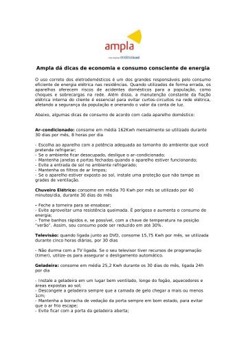 Ampla dá dicas de economia e consumo consciente de energia