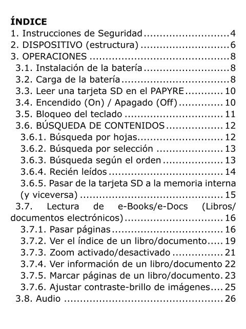 MANUAL DE USUARIO PAPYRE 6.1 Dispositivo electrónico de ...