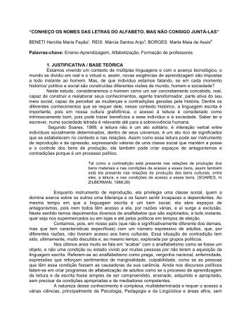 conheço os nomes das letras do alfabeto, mas não consigo ... - UFG