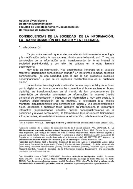 CONSECUENCIAS DE LA SOCIEDAD DE LA INFORMACIÓN: LA ...