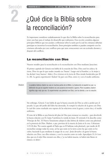 Sección 2 - ¿Qué dice la Biblia sobre la reconciliación