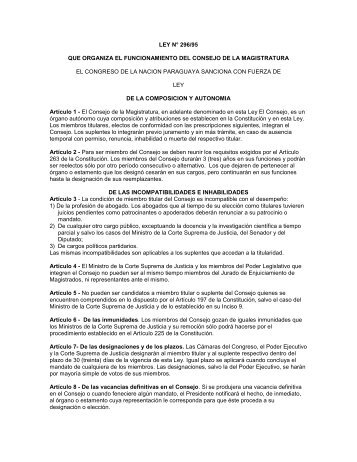 ley n° 296/95 que organiza el funcionamiento del consejo de la ...