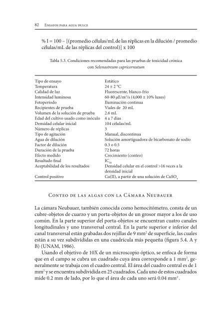 Ensayo de toxicidad crónica con el alga Selenastrum capricornutum ...