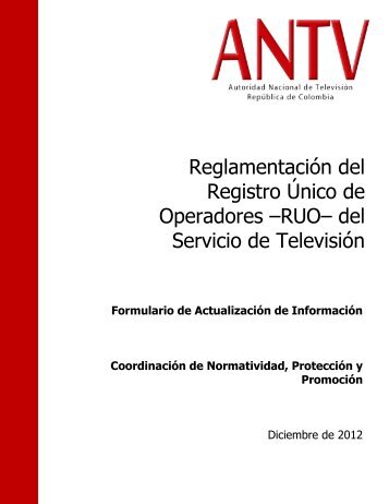 Formulario de Actualización de Información en el RUO del Servicio ...