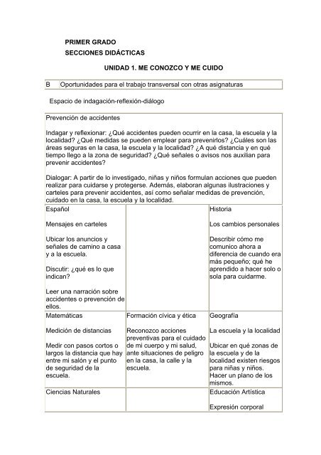 PRIMER GRADO SECCIONES DIDÁCTICAS UNIDAD 1 ... - UPN 303