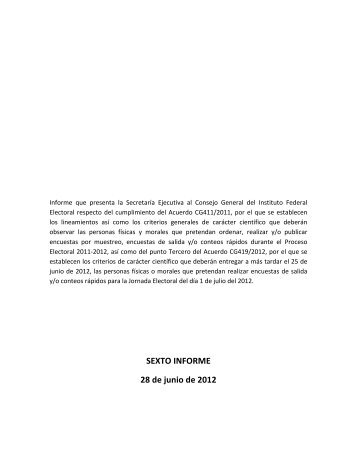 SEXTO INFORME 28 de junio de 2012 - Instituto Federal Electoral