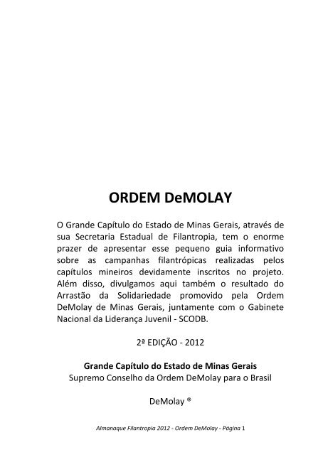 ORDEM DeMOLAY - Grande Capítulo do Estado de Minas Gerais