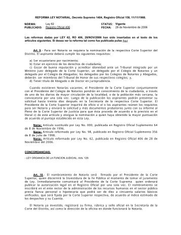 reforma ley notarial del ecuador de 2006 - Academia Notarial ...