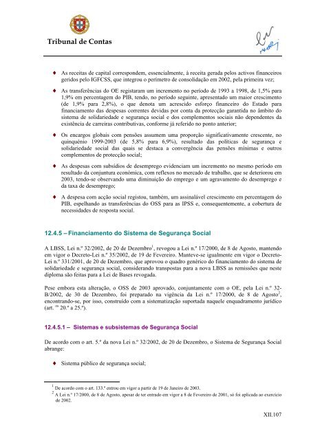 Parecer sobre a Conta da Segurança Social de 2003 - Tribunal de ...