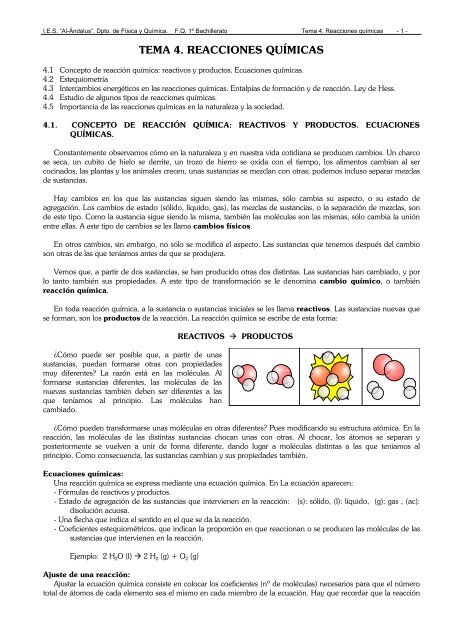 TEMA 4. REACCIONES QUÍMICAS - IES Al-Ándalus