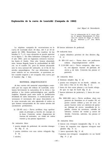 Exploración de la cueva de Lezetxiki (Campaña de 1962) - Aranzadi