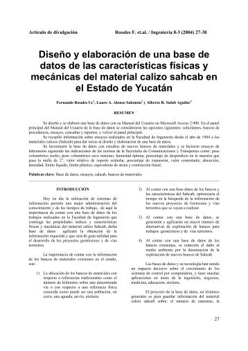 Diseño y elaboración de una base de datos de las características ...