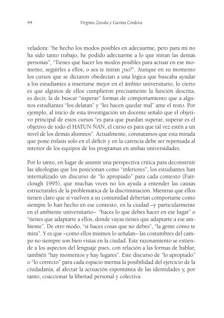 Decir y callar Lenguaje, equidad y poder en la Universidad peruana