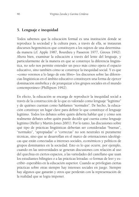 Decir y callar Lenguaje, equidad y poder en la Universidad peruana