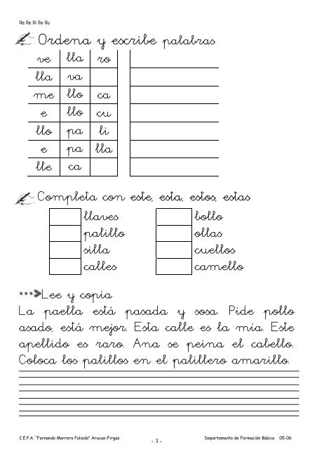 Palabras Con Lla Lle Lli Llo Llu - Palabras español españa