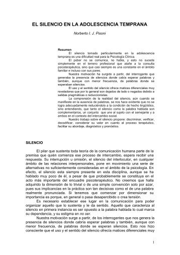 El silencio en la adolescencia temprana - Norberto I. J. Pisoni