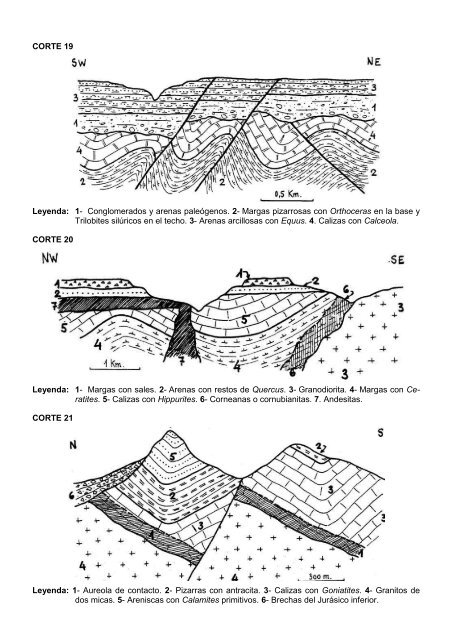 CORTE 1 Leyenda: 1- Calizas con Hildoceras. 2- Calizas con ...