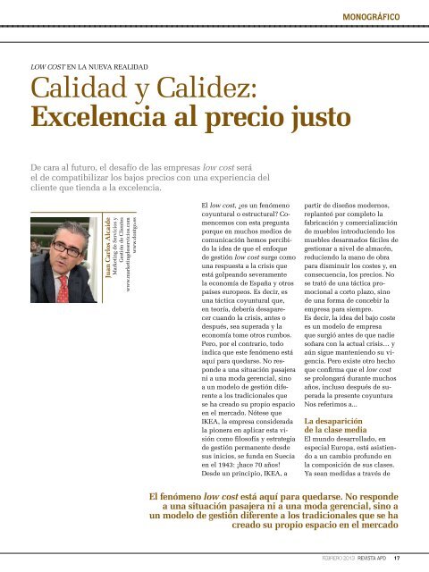 calidad y calidez: Excelencia al precio justo - Juan Carlos Alcaide