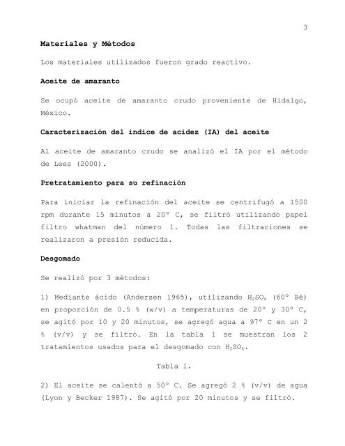 Desgomado y Neutralizado del aceite de Amaranto (A ...