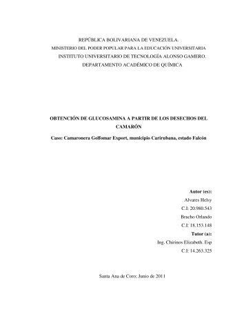 obtención de la Glucosamina a partir de los desechos del camarón