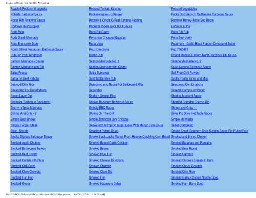 Recipes collected from the BBQ Newsgroup