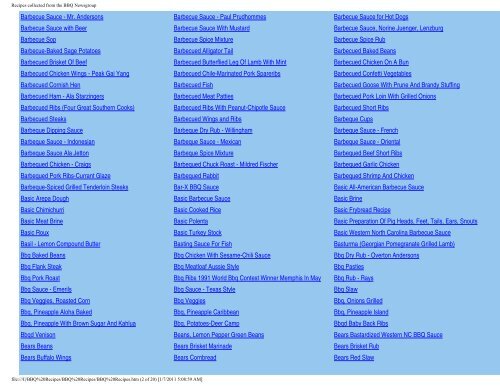 Recipes collected from the BBQ Newsgroup