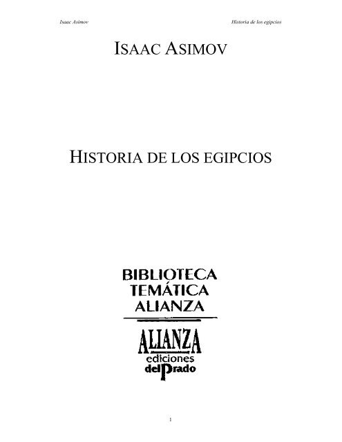 ISAAC ASIMOV HISTORIA DE LOS EGIPCIOS - Sala de Historia