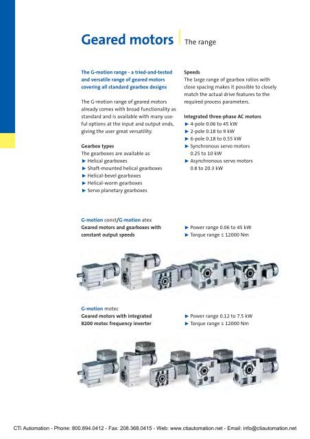 Lenze G-Motion Gear Motors - CTi Automation