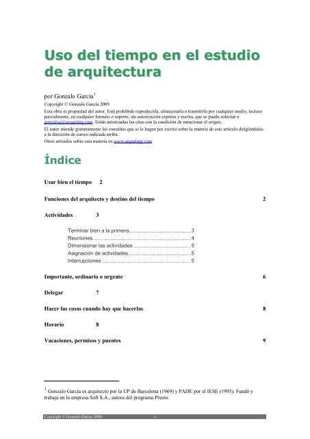 Uso del tiempo en el estudio de arquitectura - arqueting