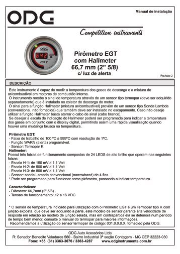 Manual de instruções revisão 2, modelos com luz ... - odg instruments