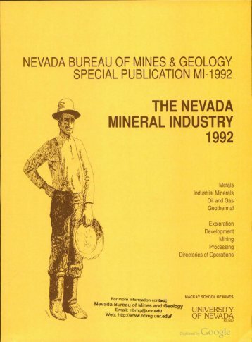 the Nevada Mineral Idustry 1988 - Nevada Bureau of Mines and ...