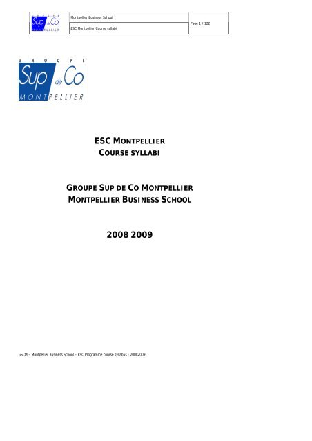 esc montpellier course syllabi groupe sup de co ... - HUBRUSSEL.net