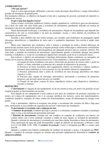 1 ATERRAMENTO • Por que aterrar? Liga-se à terra para proteger ...