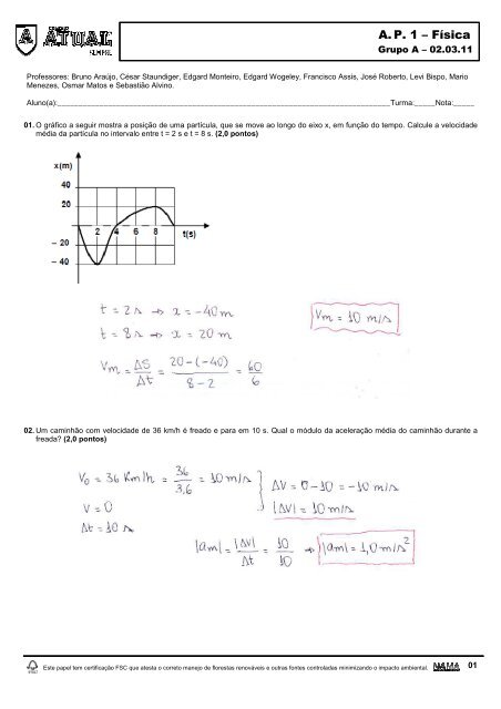 A. P. 1 – Física