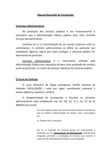 Manual Resumido de Fiscalização Contratos Administrativos Na ...