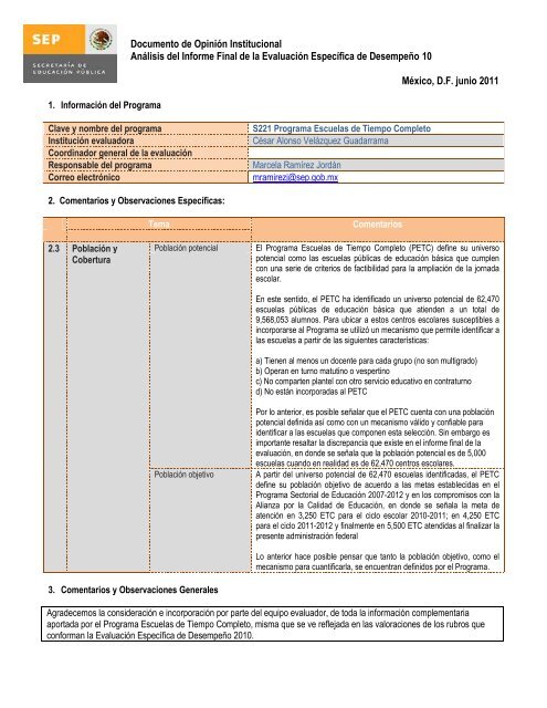 Documento de posicionamiento - Subsecretaría de Educación Básica