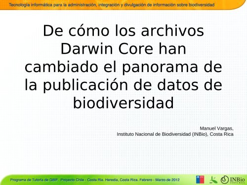 Darwin Core - Instituto Nacional de Biodiversidad