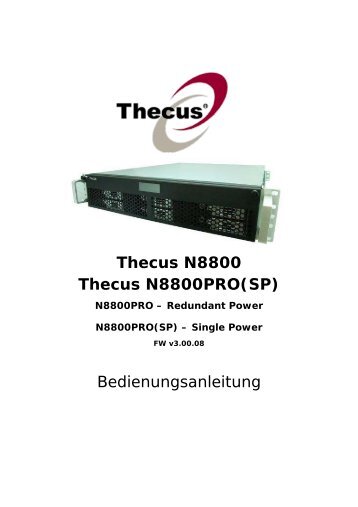 Thecus N8800 Thecus N8800PRO(SP) Bedienungsanleitung