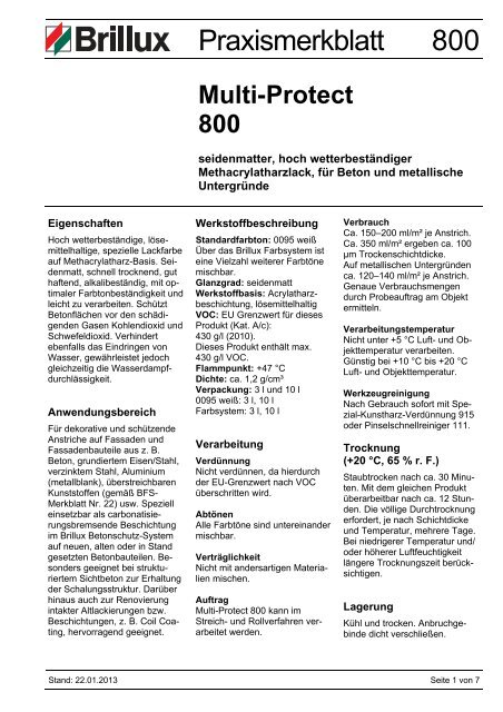 Praxismerkblatt 800 - Brillux