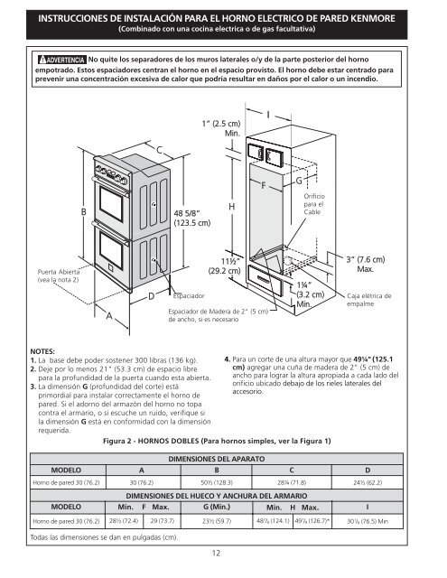 kenmore electric wall oven installation instructions - Sears