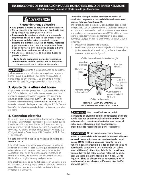 kenmore electric wall oven installation instructions - Sears